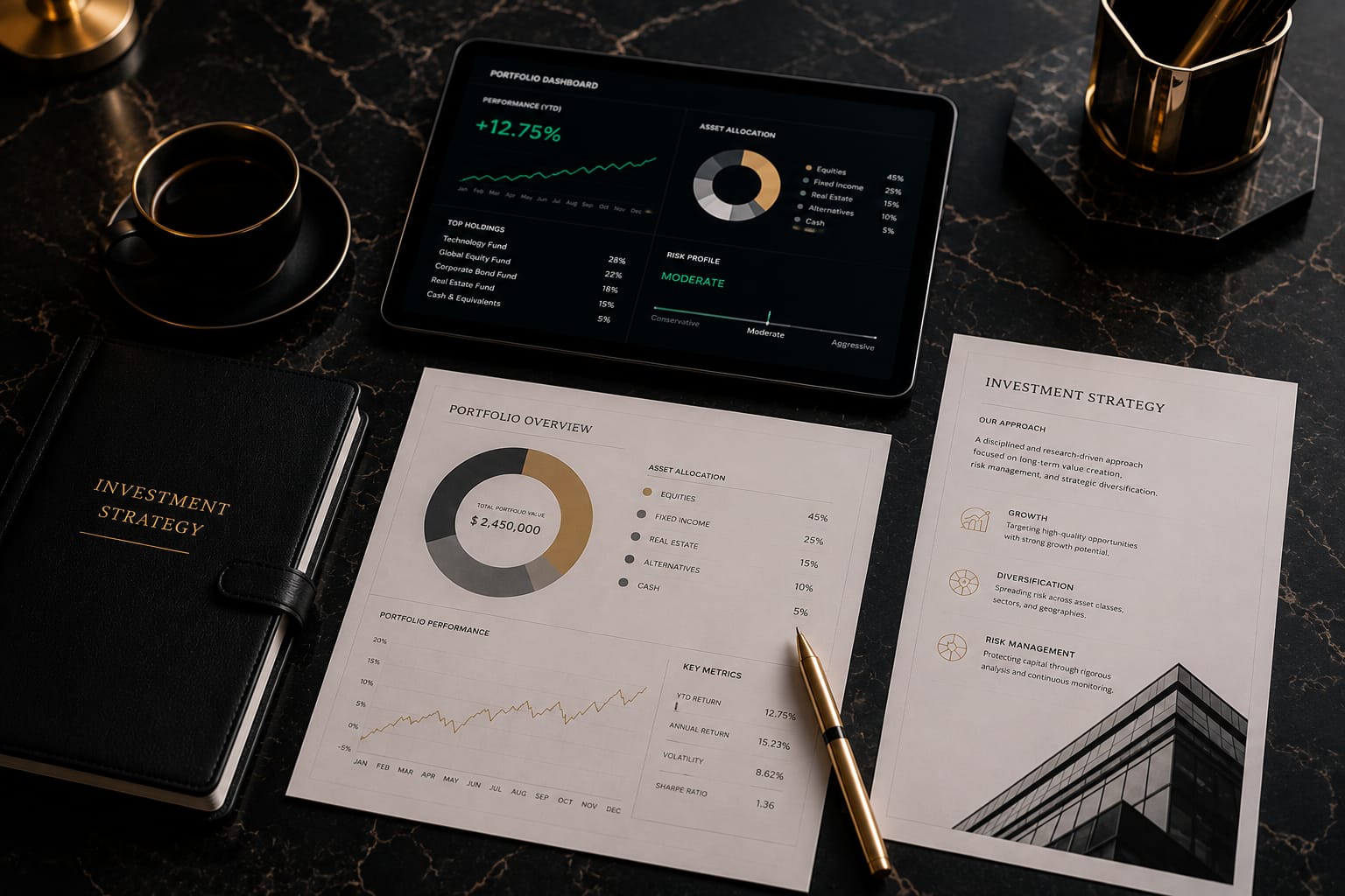 Investment strategy portfolio dashboard and financial planning