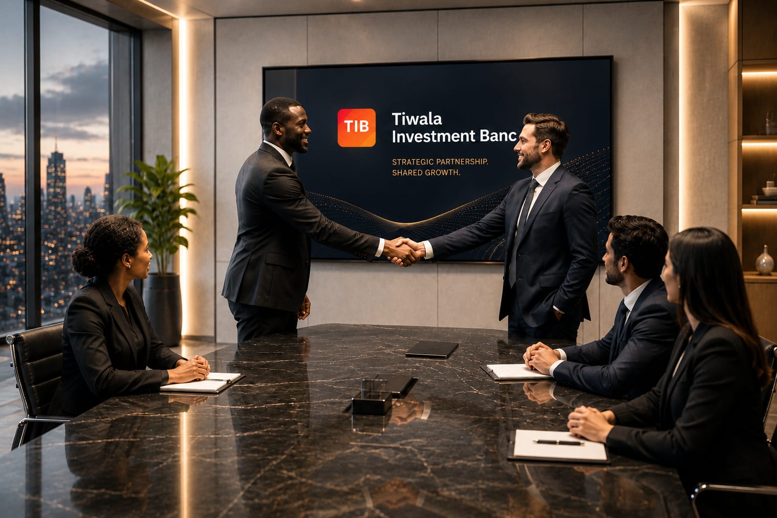 Tiwala Investment Banc strategic partnership handshake